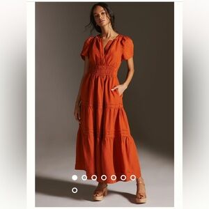 Anthropologie Orange Maxi Dress